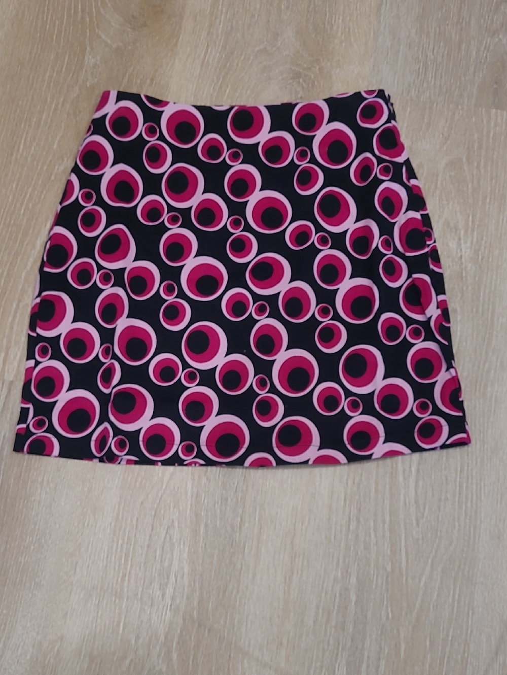 DESIGUAL Pink and Black Circle Print Mini Skirt